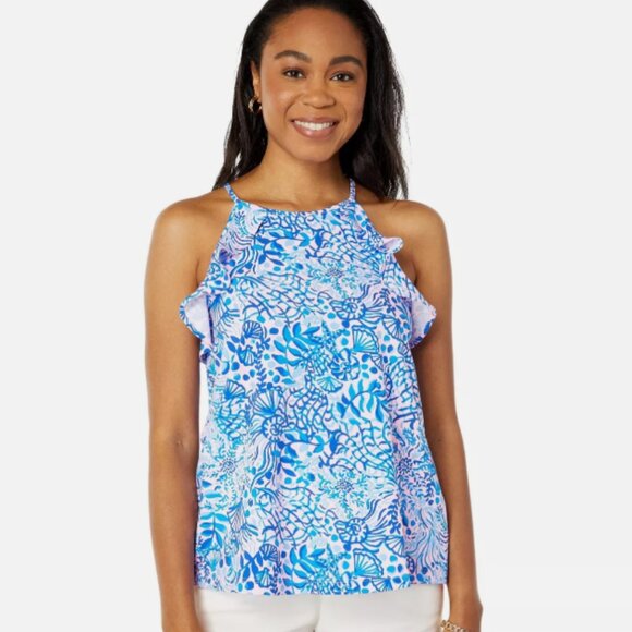 NWT Lilly Pulitzer, Billie Top, Calla Lilly Pink High Tide Good Vibes - Picture 1 of 2
